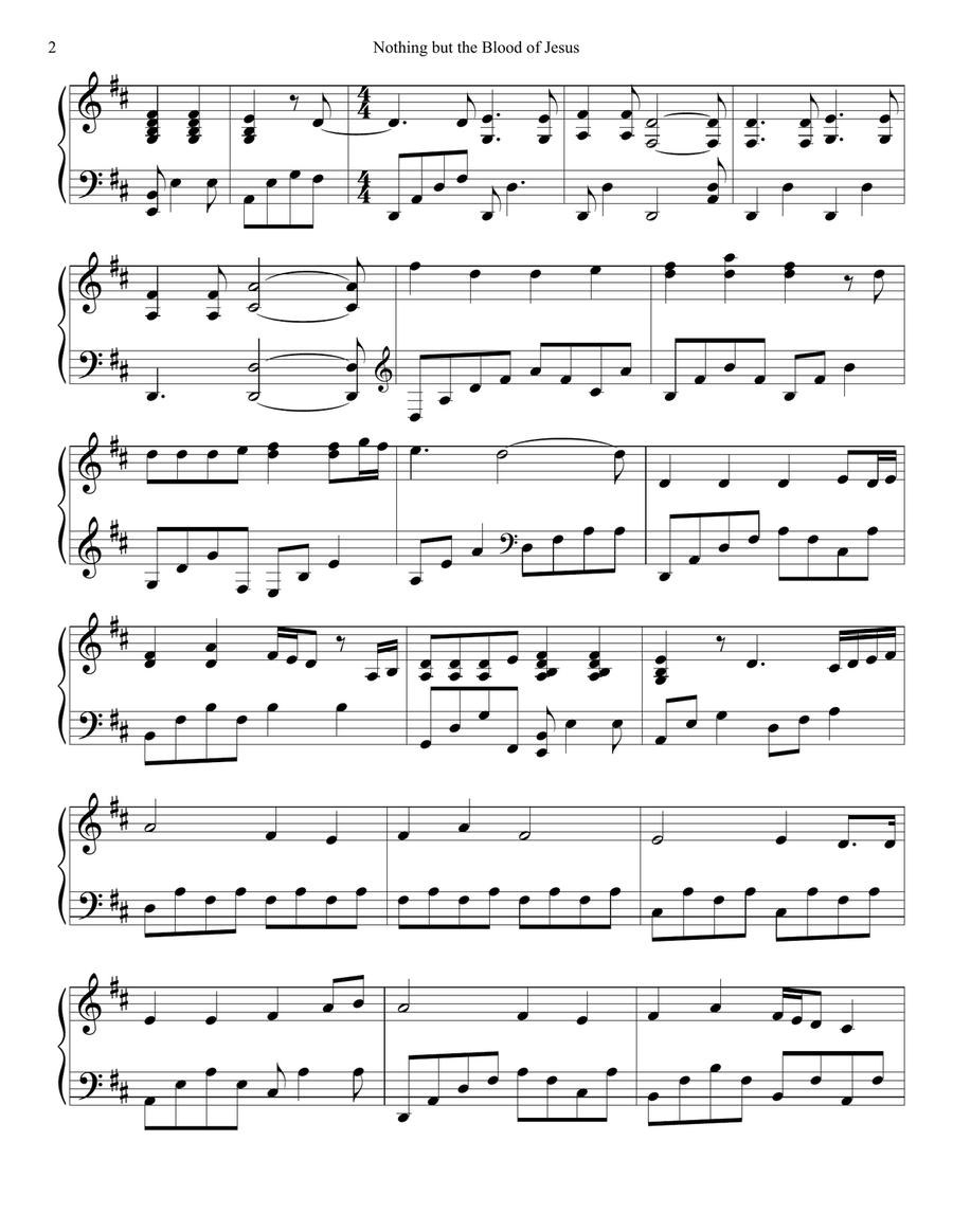 PIANO - Nothing but the Blood of Jesus (Piano Hymns Sheet Music PDF) Piano Solo scores gallery preview page 2
