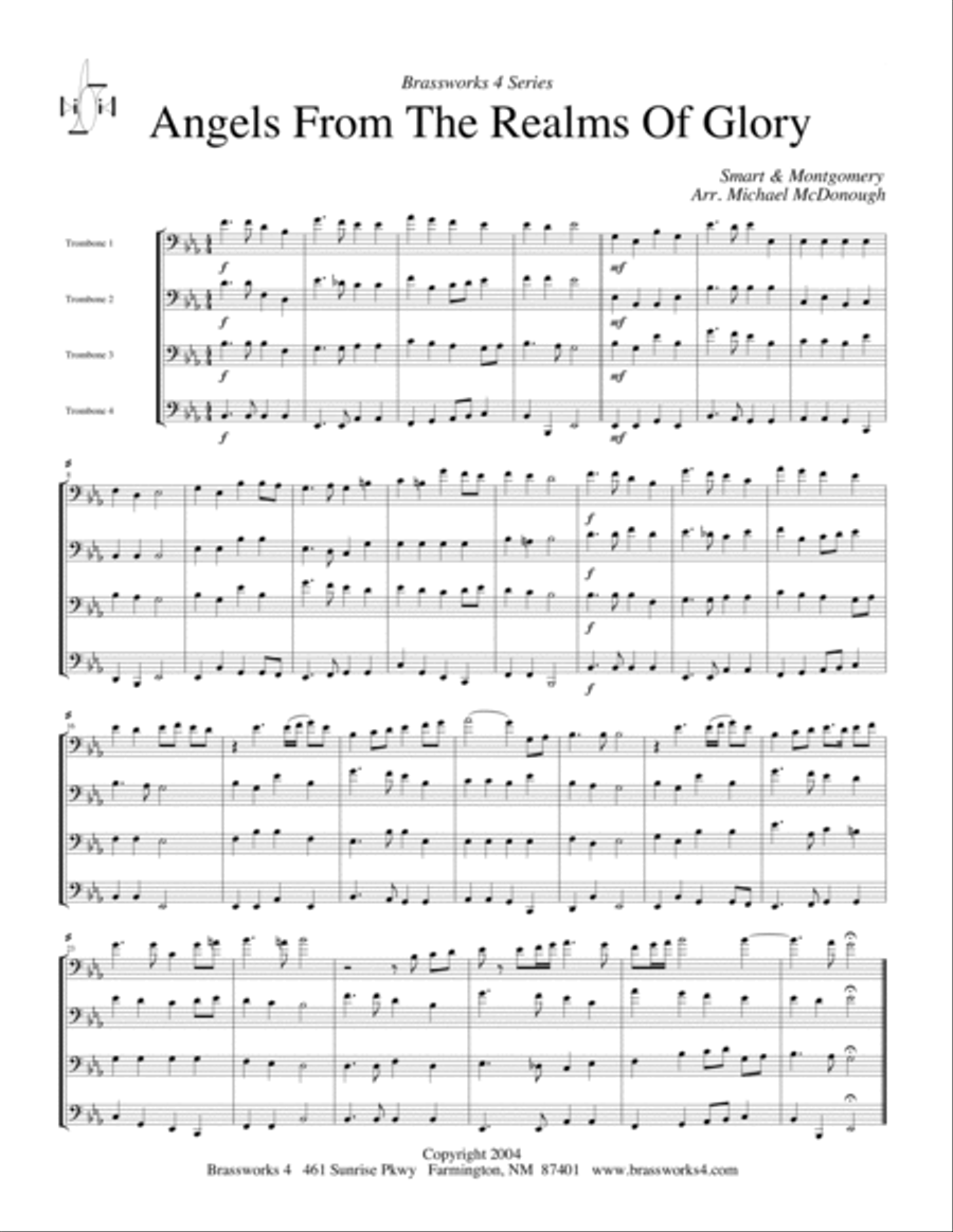 Angels From the Realms Of Glory Trombone Quartet scores gallery preview page 2