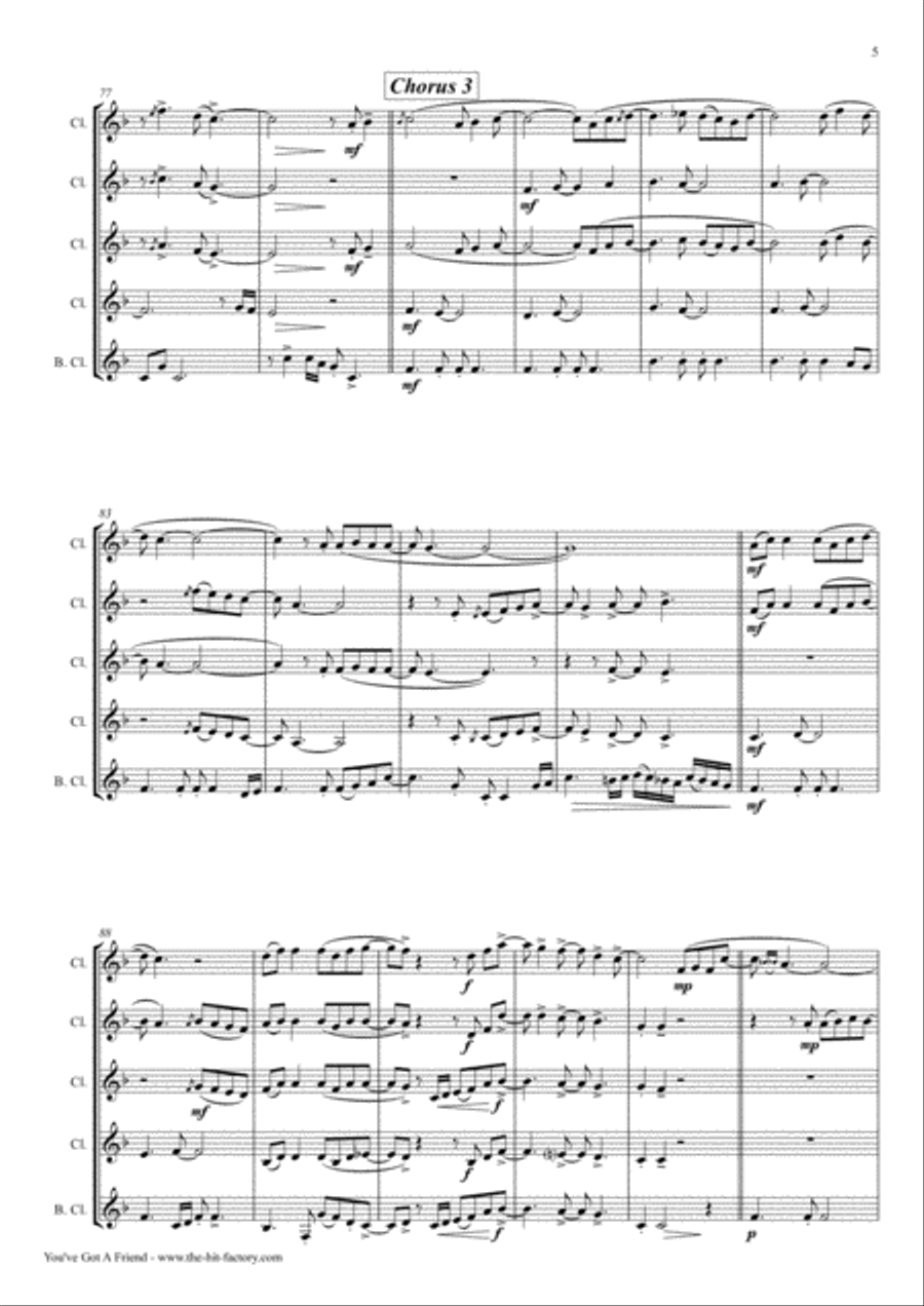 You've Got A Friend Clarinet Quintet scores gallery preview page 5