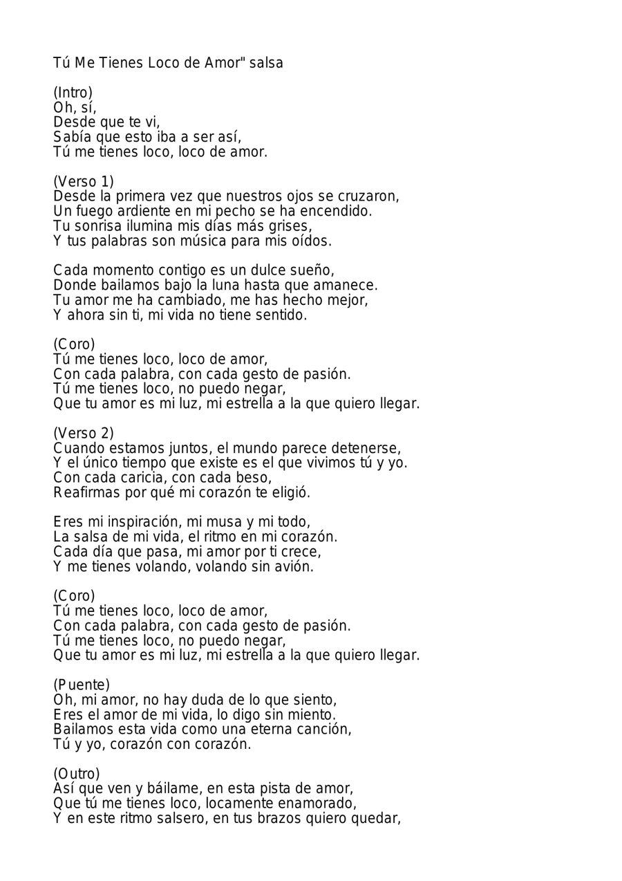 Tu me tienes loco de amor Jazz Ensemble scores gallery preview page 1