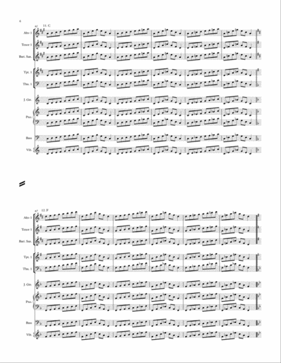 Jazz Band Scales/Arpeggios (Major, Mixolydian, Dorian, Blues) In All Keys Jazz Ensemble scores gallery preview page 6