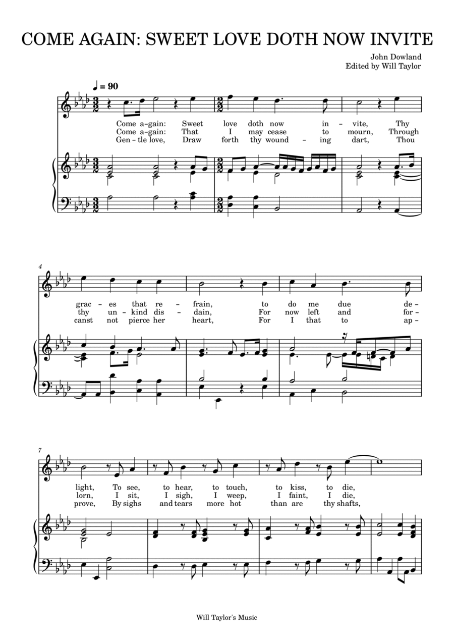 COME AGAIN:SWEET LOVE DOTH NOW INVITE Voice Solo scores gallery preview page 1