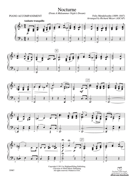 Nocturne (from A Midsummer Night's Dream): Piano Accompaniment