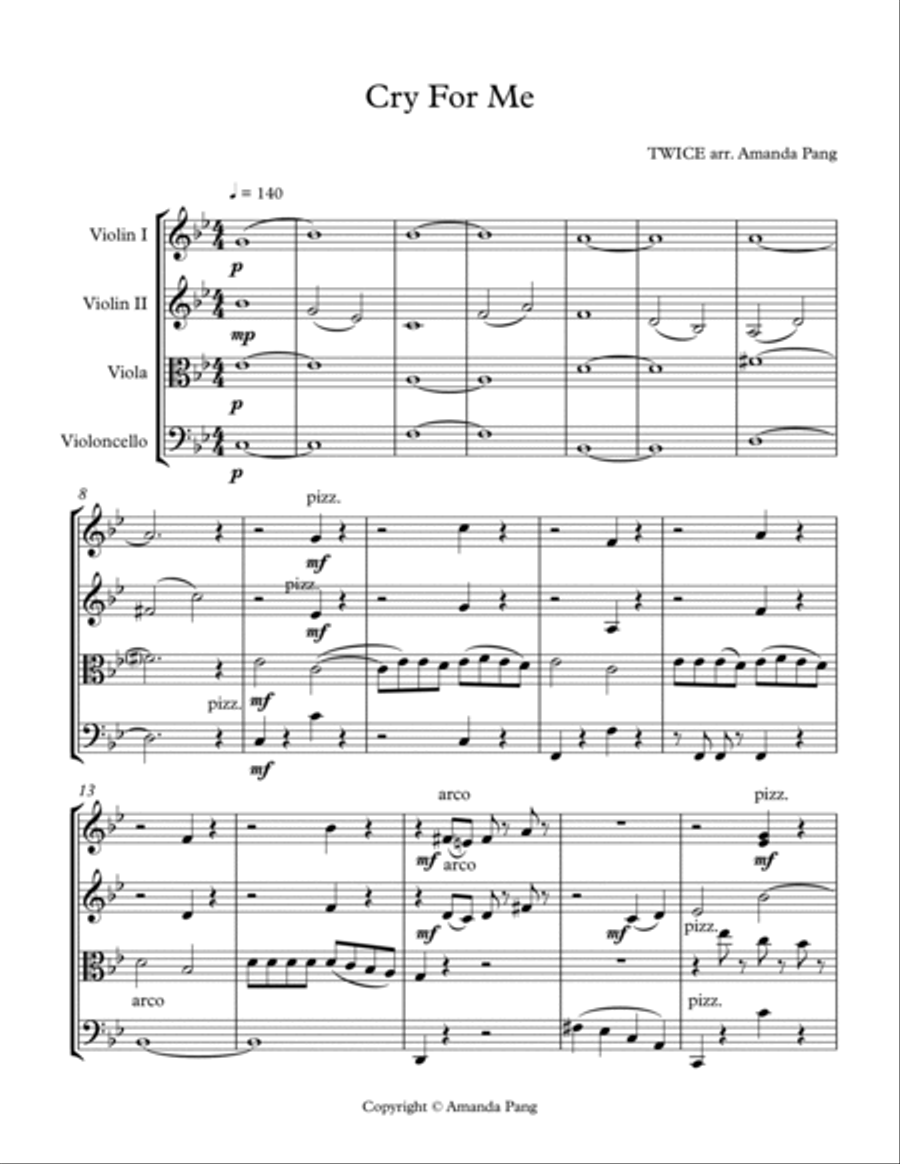 Cry For Me String Quartet scores gallery preview page 2