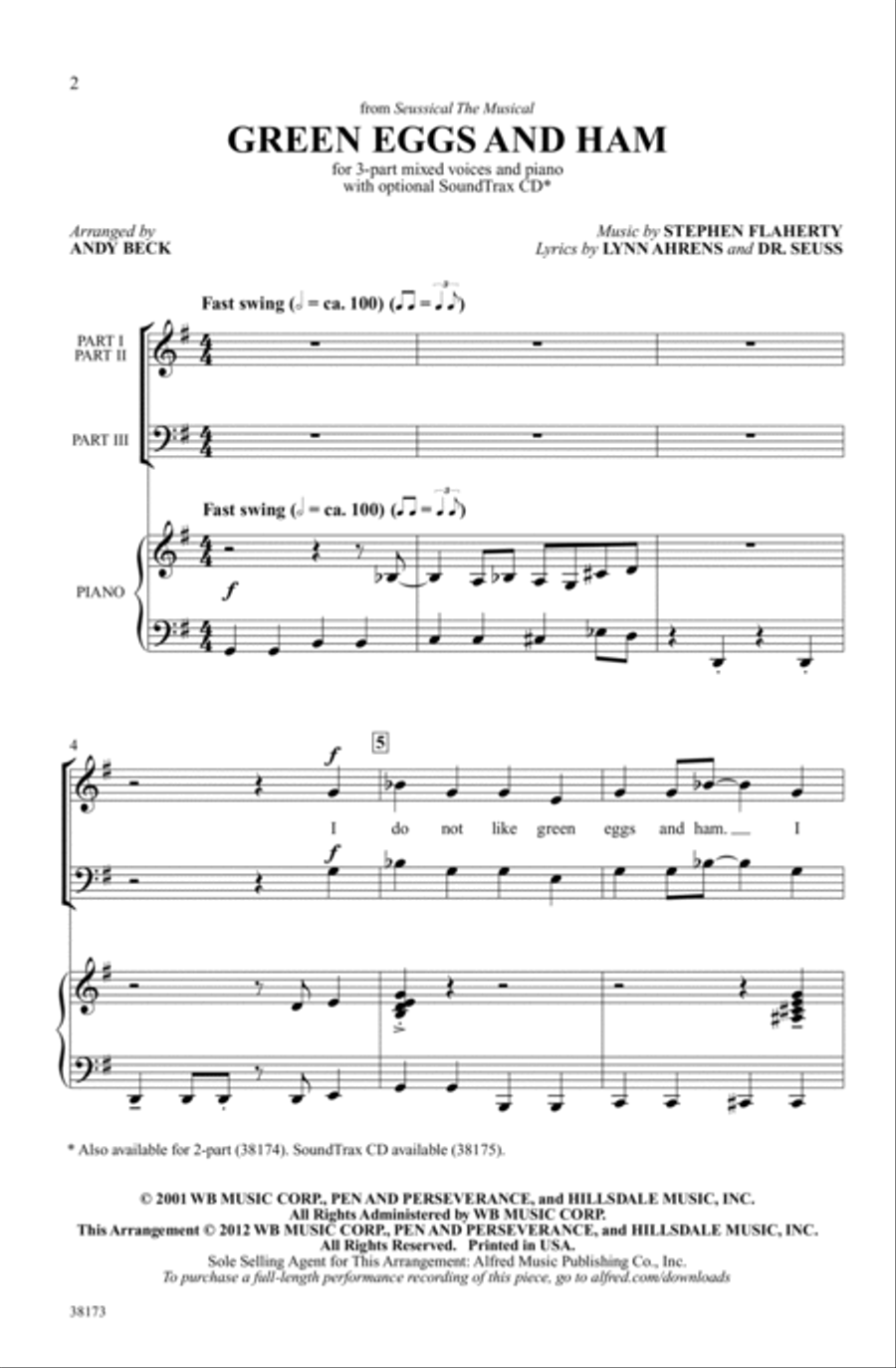 Green Eggs and Ham - SoundTrax CD (CD only) Choir scores gallery preview page 2
