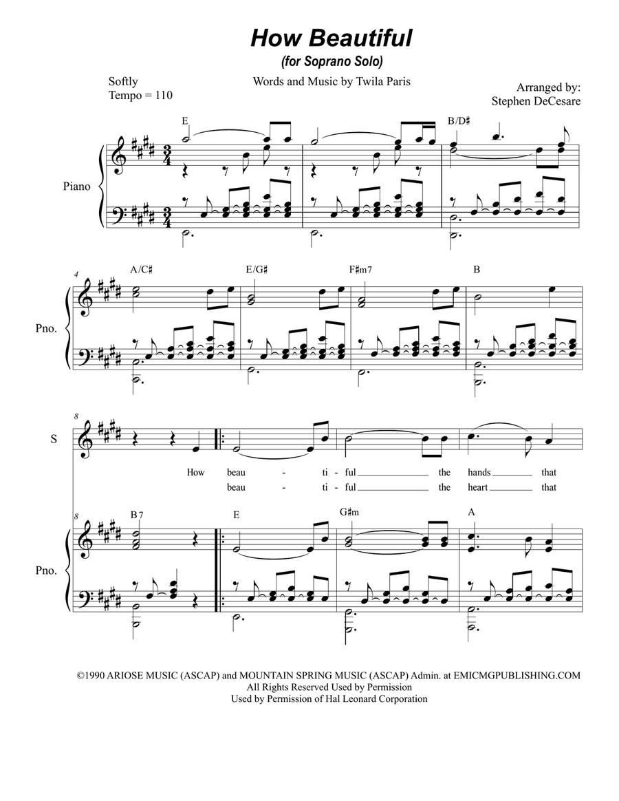 How Beautiful Soprano Voice scores gallery preview page 1