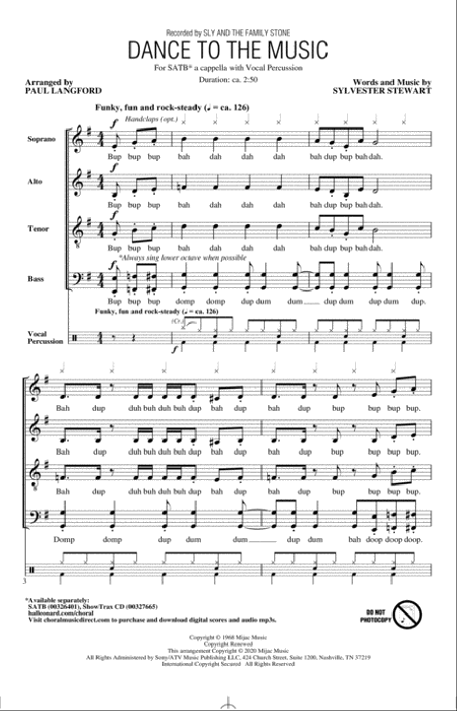 Dance To The Music (arr. Paul Langford) 4-Part scores gallery preview page 1