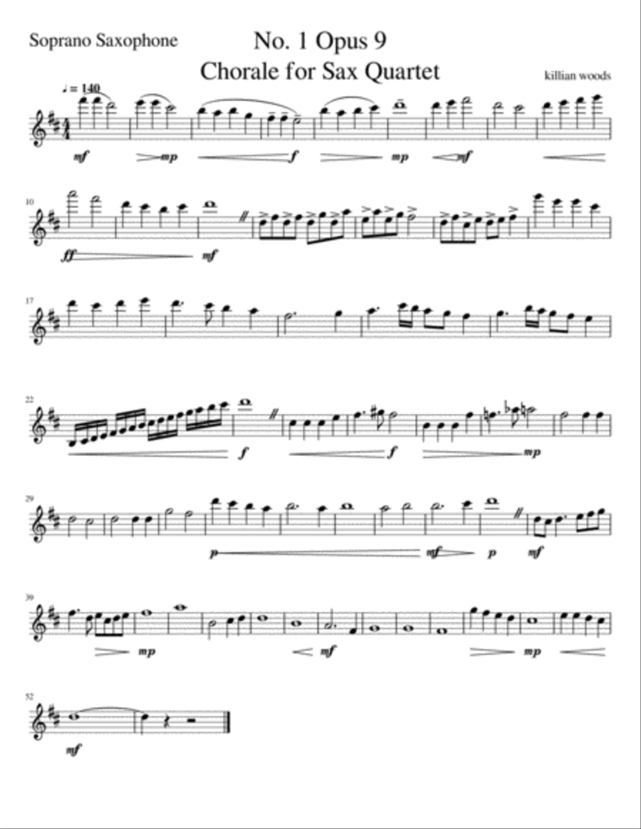 Chorale for Saxophone Quartet Saxophone Quartet scores gallery preview page 4