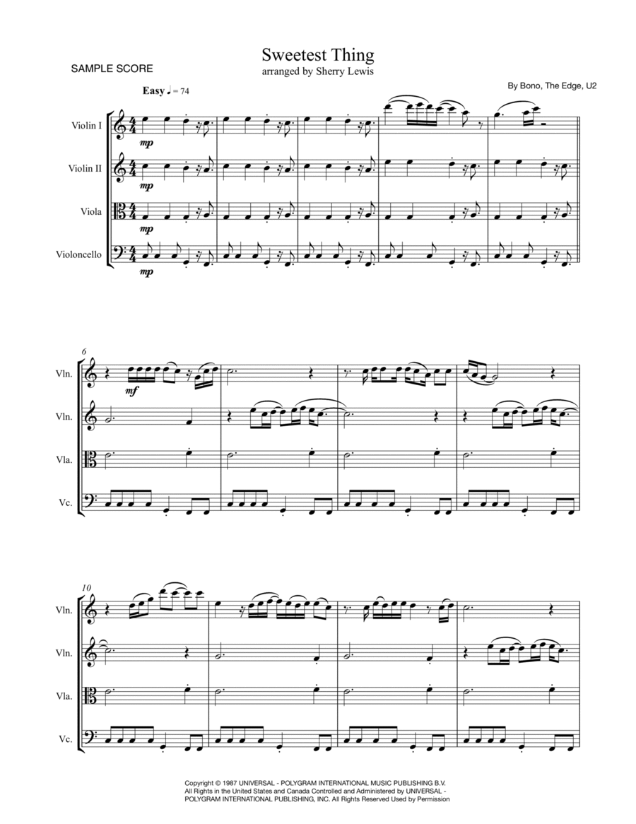 Sweetest Thing String Quartet scores gallery preview page 1