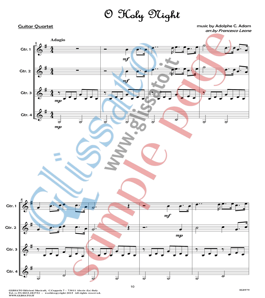 10 Easy Christmas Tunes - Guitar Quartet (score ) image number null