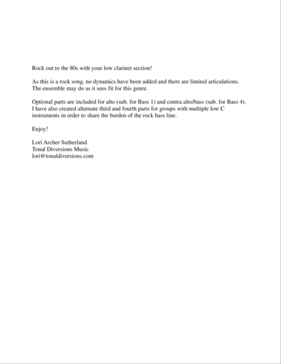 Take On Me Clarinet Quartet scores gallery preview page 2