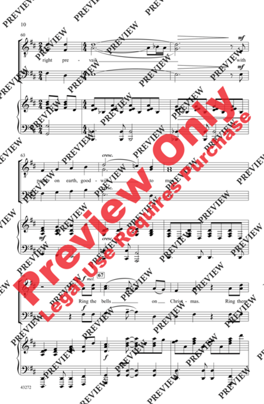 I Heard the Bells on Christmas Day Men's Choir scores gallery preview page 10