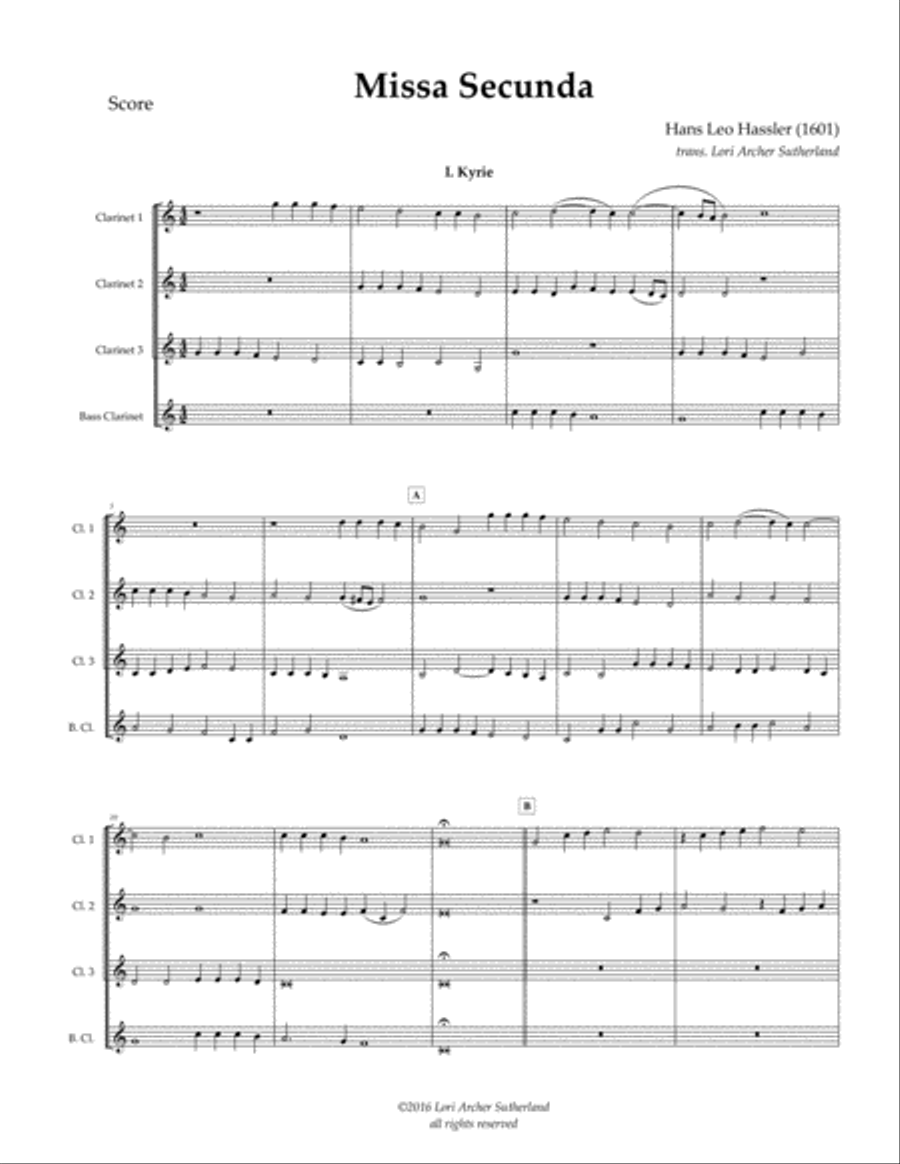 Missa Secunda Clarinet Quartet scores gallery preview page 2