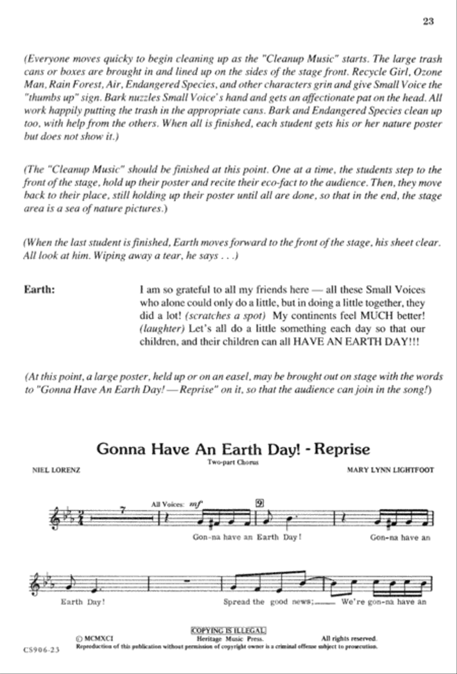 Gonna Have An Earth Day - Singer's Ed Unison Choir scores gallery preview page 25