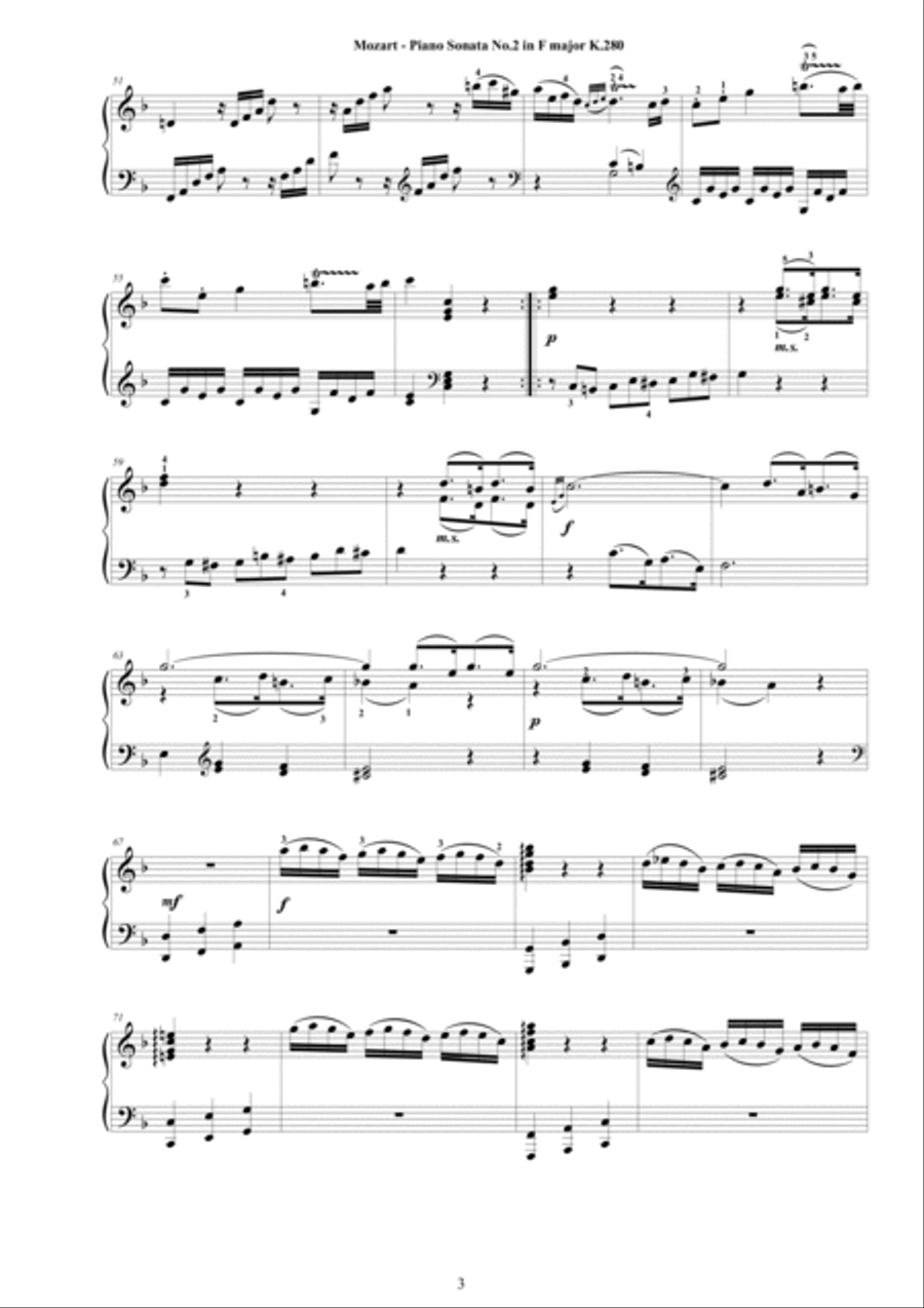 Mozart - Piano Sonata No.2 in F major K 280 - Complete score Piano Solo scores gallery preview page 3