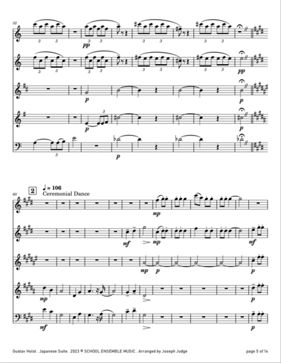 Japanese Suite by Holst for Woodwind Quintet in Schools Woodwind Quintet scores gallery preview page 5