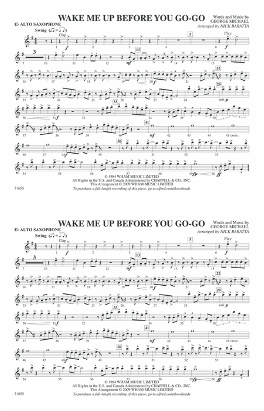 Wake Me Up Before You Go-Go: E-flat Alto Saxophone Marching Band scores gallery preview page 1