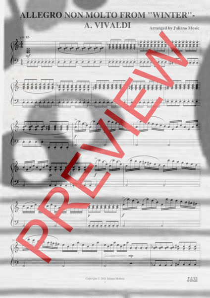 ALLEGRO NON MOLTO FROM "WINTER" (EASY PIANO) - A. VIVALDI image number null