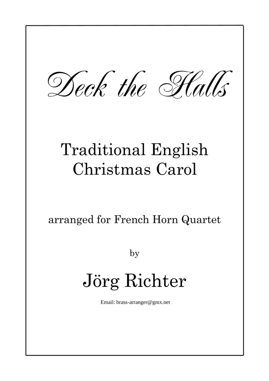 Deck the Halls (Christmas Carol) for French Horn Quartet Brass Quartet scores gallery preview page 1