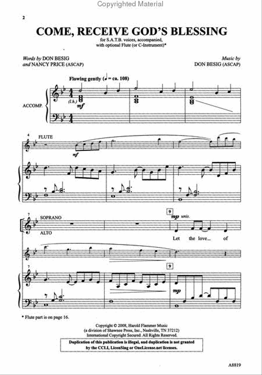 Come, Receive God'S Blessing 4-Part scores gallery preview page 2