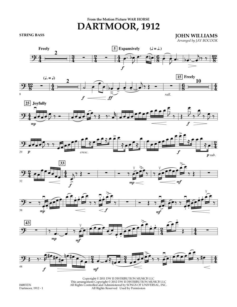 Dartmoor, 1912 (from War Horse) - String Bass Concert Band scores gallery preview page 1