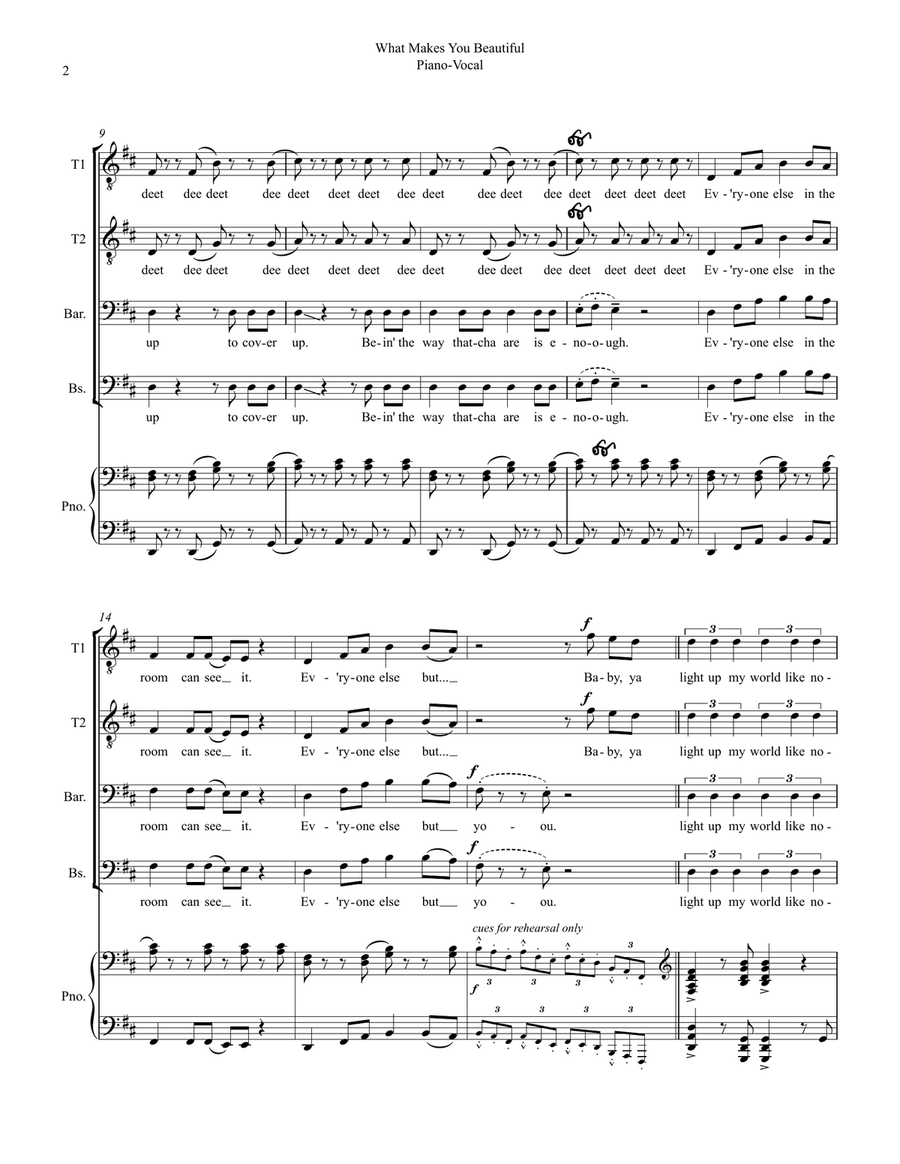 What Makes You Beautiful TTBB scores gallery preview page 2