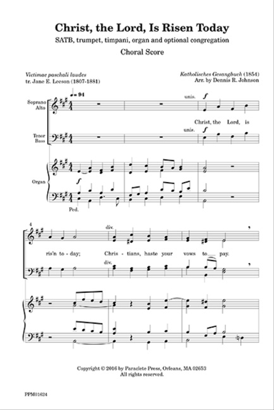 Christ, the Lord, Is Risen Today 4-Part scores gallery preview page 1