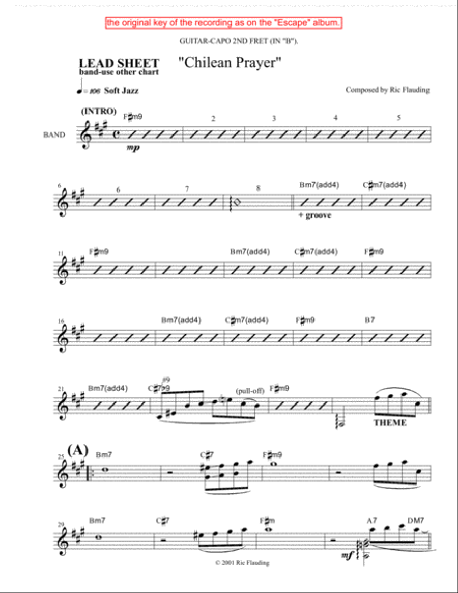 Chilean Prayer (Lead Sheet & Additional Parts) Guitar Ensemble scores gallery preview page 5