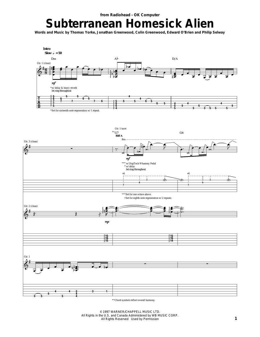 Subterranean Homesick Alien Acoustic Guitar scores gallery preview page 1