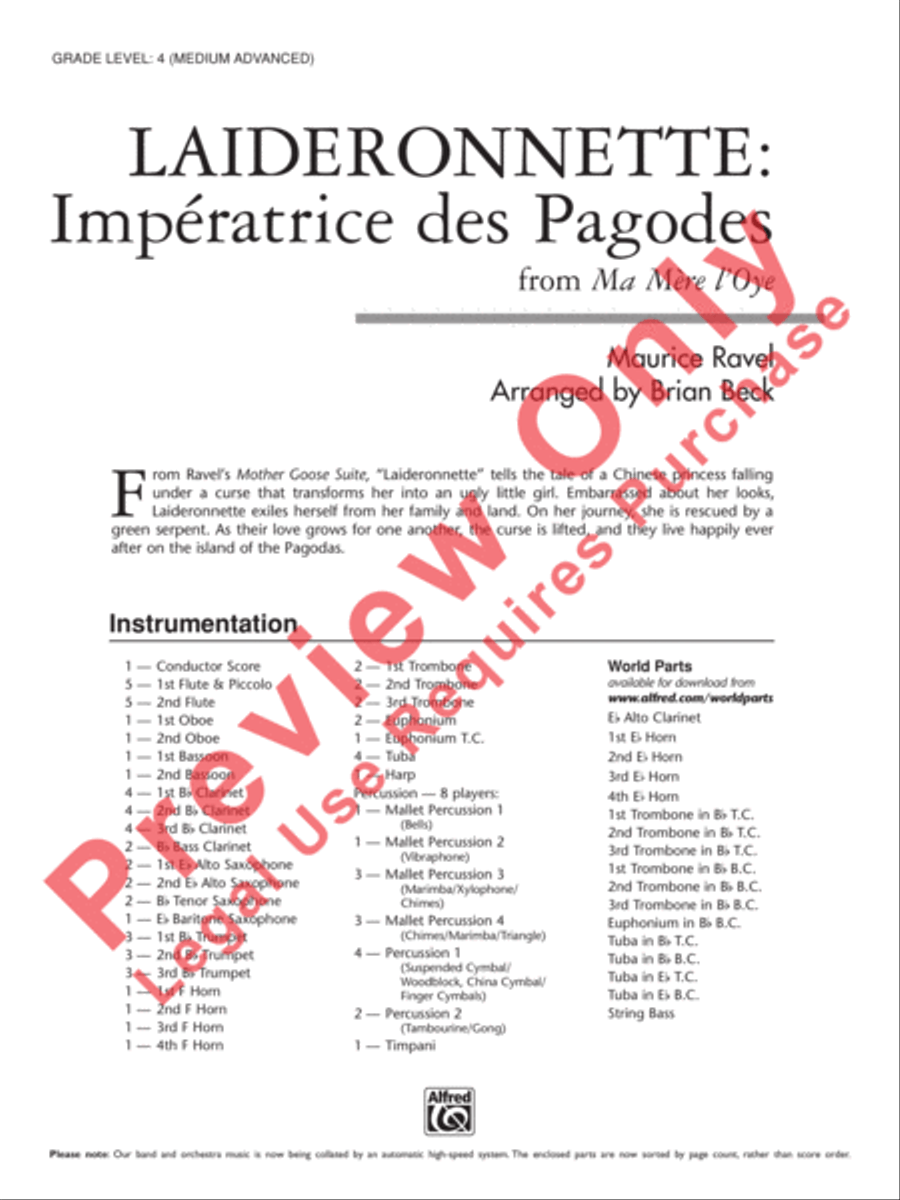 Laideronnette: Impératrice des Pagodes (from Ma mère l'oye) Concert Band scores gallery preview page 2