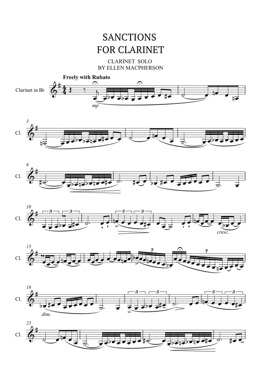 Sanctions for CLARINET Solo by Ellen Macpherson image number null