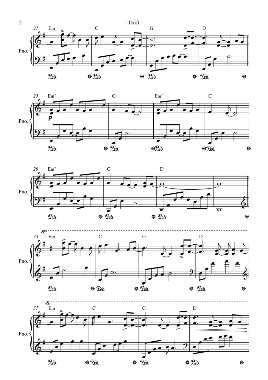 Drift Piano Solo scores gallery preview page 2