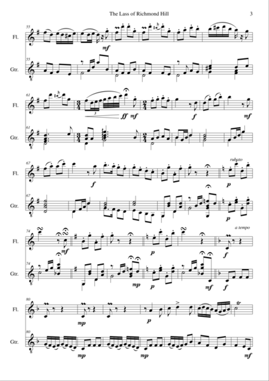 25 Arrangements for flute and classical guitar Flute scores gallery preview page 4