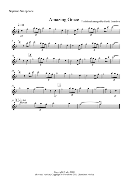 Amazing Grace for Saxophone Quartet image number null