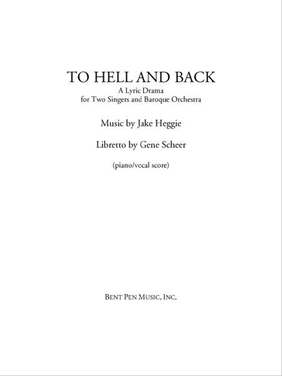 Book cover for To Hell and Back (piano/vocal score)