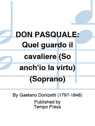 Book cover for DON PASQUALE: Quel guardo il cavaliere (So anch'io la virtu) (Soprano)