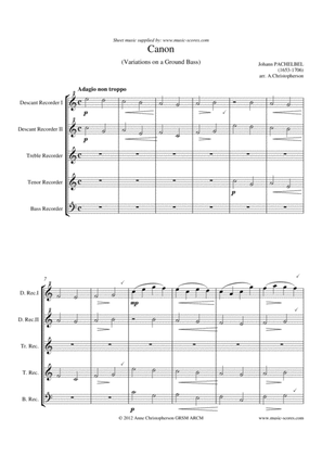 Pachelbel's Canon - Recorder Quintet - short version