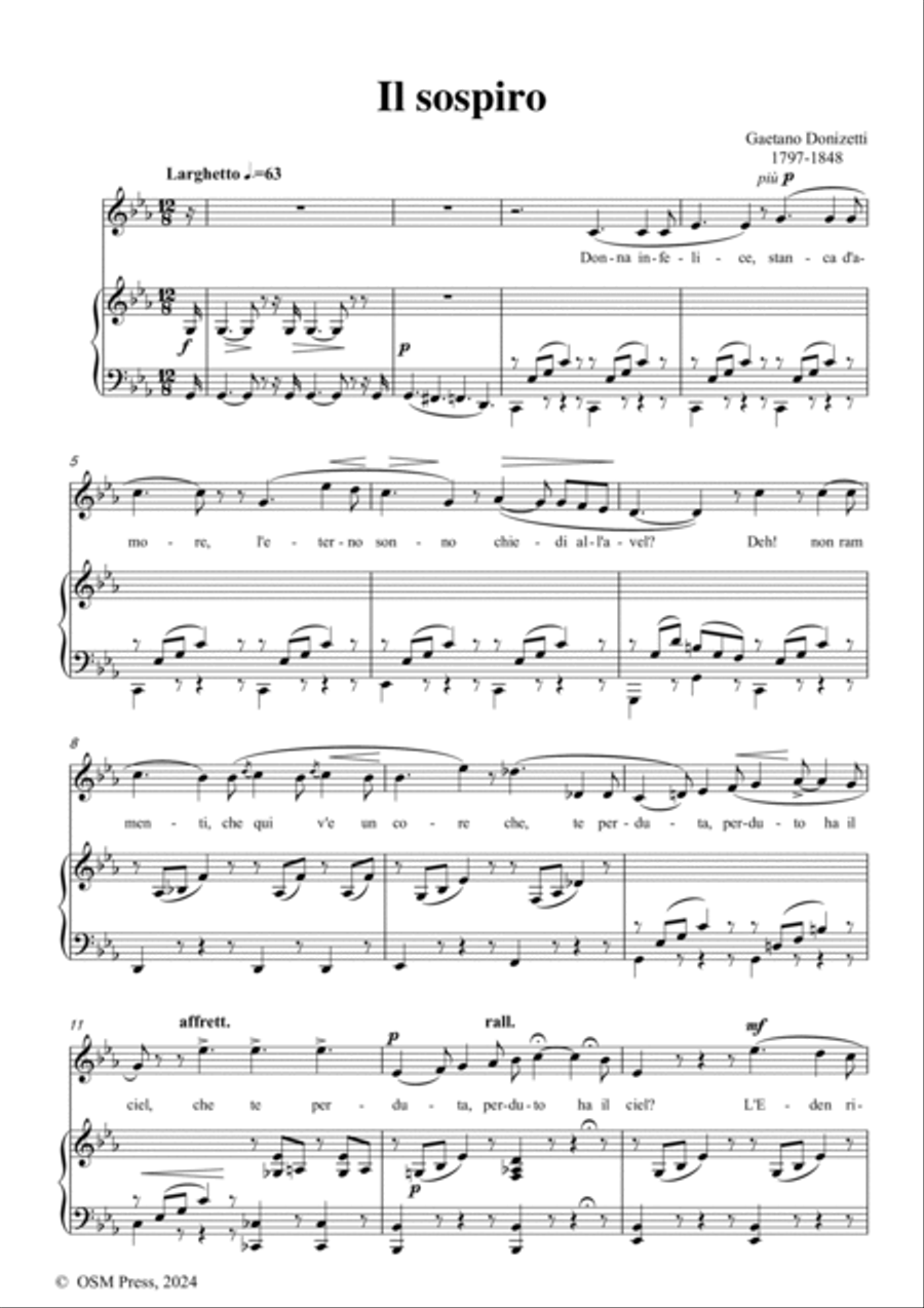 Donizetti-Il sospiro,in c minor,for Voice and Piano Voice Solo scores gallery preview page 2
