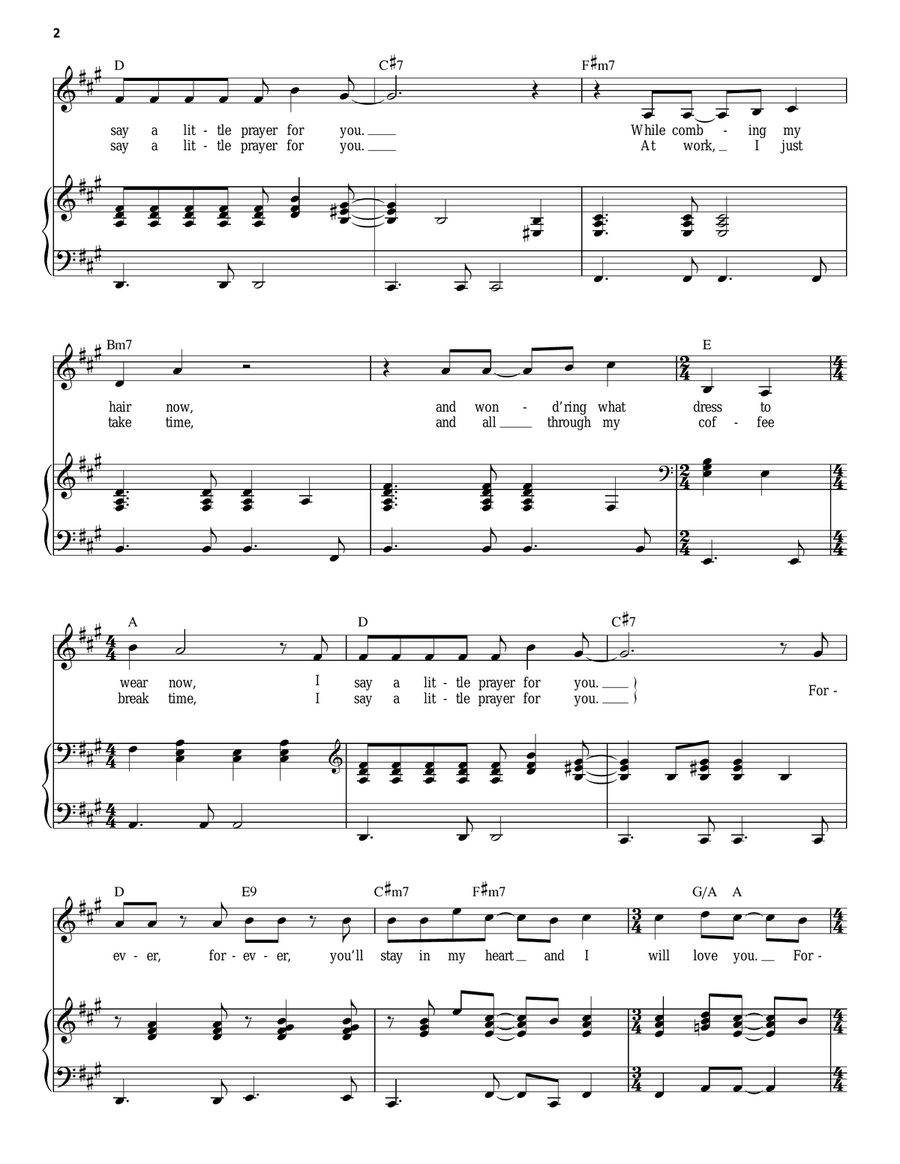 I Say A Little Prayer Piano, Vocal scores gallery preview page 2