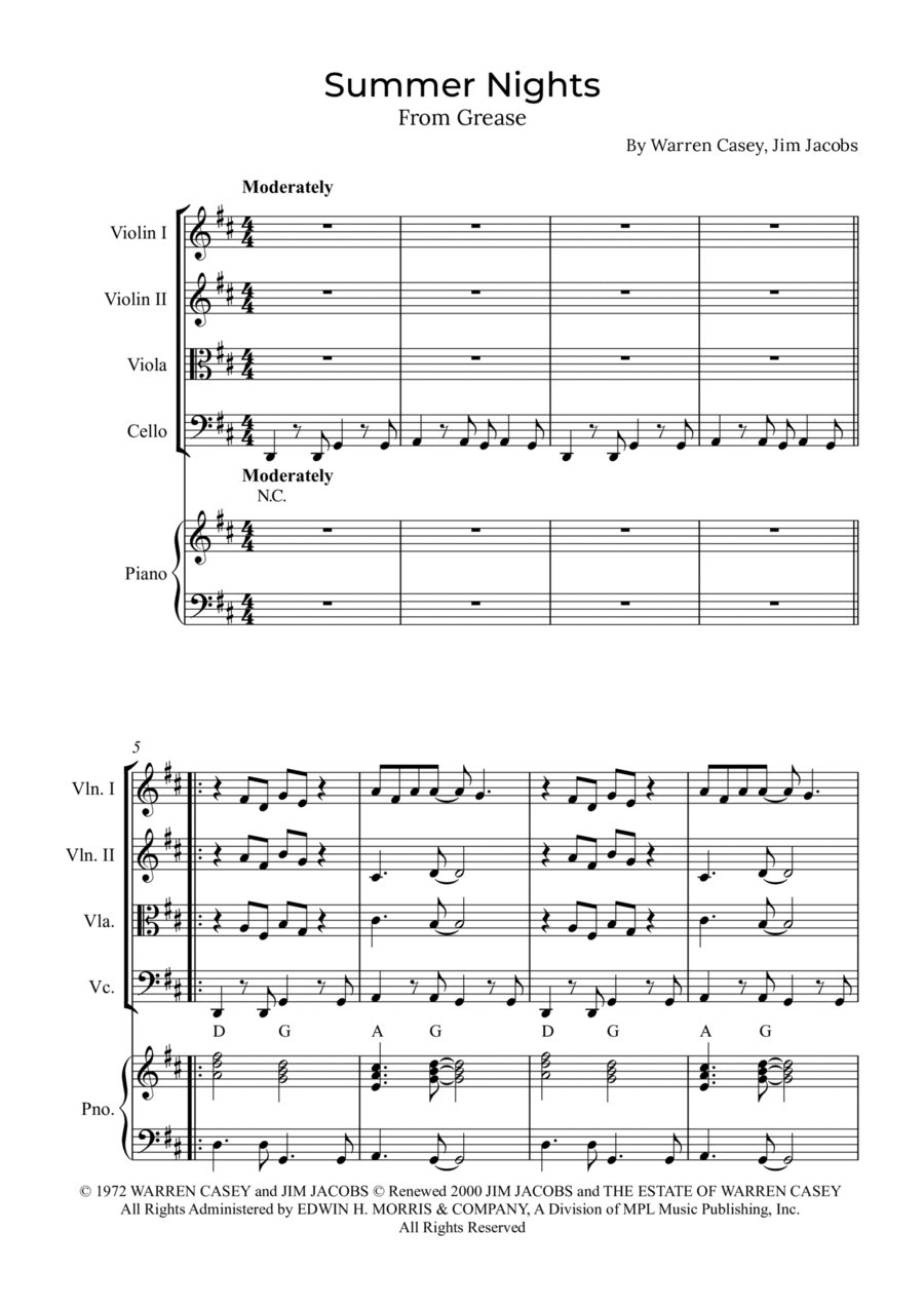Summer Nights String Quartet scores gallery preview page 1