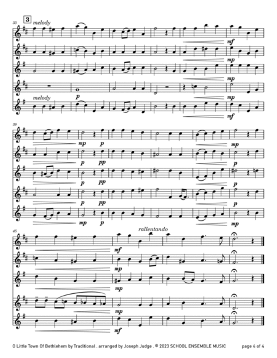 O Little Town Of Bethlehem for Saxophone Quartet in School Saxophone Quartet scores gallery preview page 4