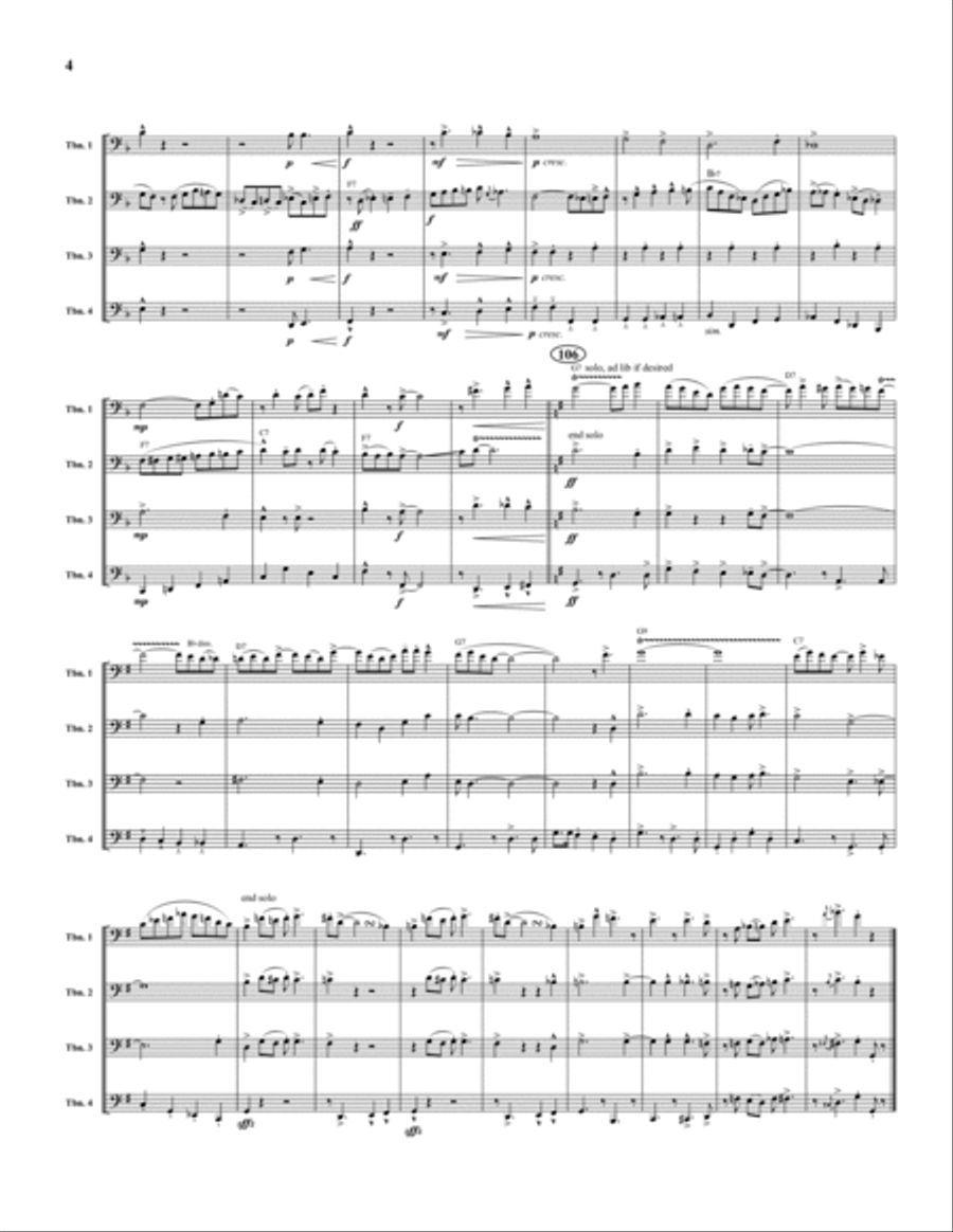 Just a Closer Walk Trombone Quartet scores gallery preview page 4