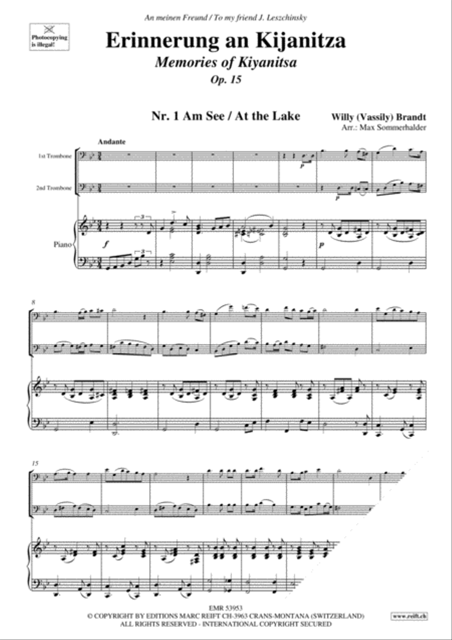 Erinnerung an Kijanitza Trombone Duet scores gallery preview page 3