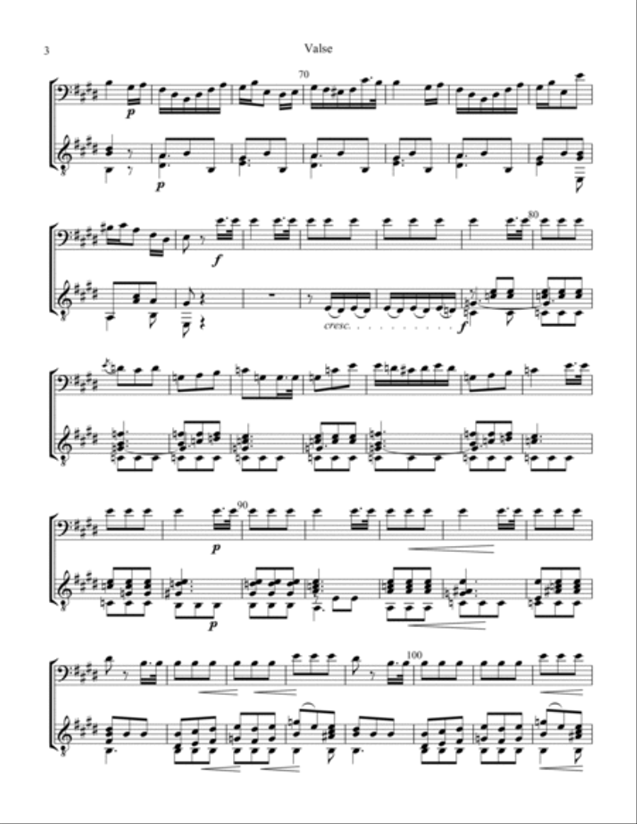Valse / Waltz Op. 34 for cello and guitar String Duet scores gallery preview page 4