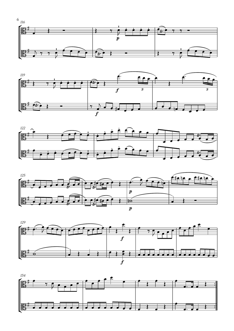 W. A. Mozart - Eine Kleine Nachtmusik (for Viola Duet) String Duet scores gallery preview page 6