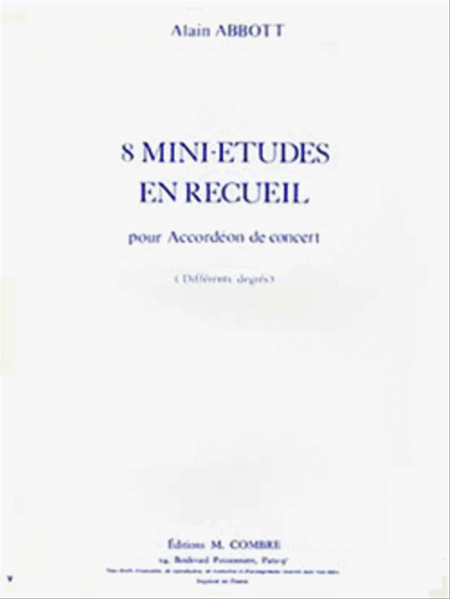 Mini etudes (8) - Volume 1 (1 a 8) Accordion scores gallery preview page 1