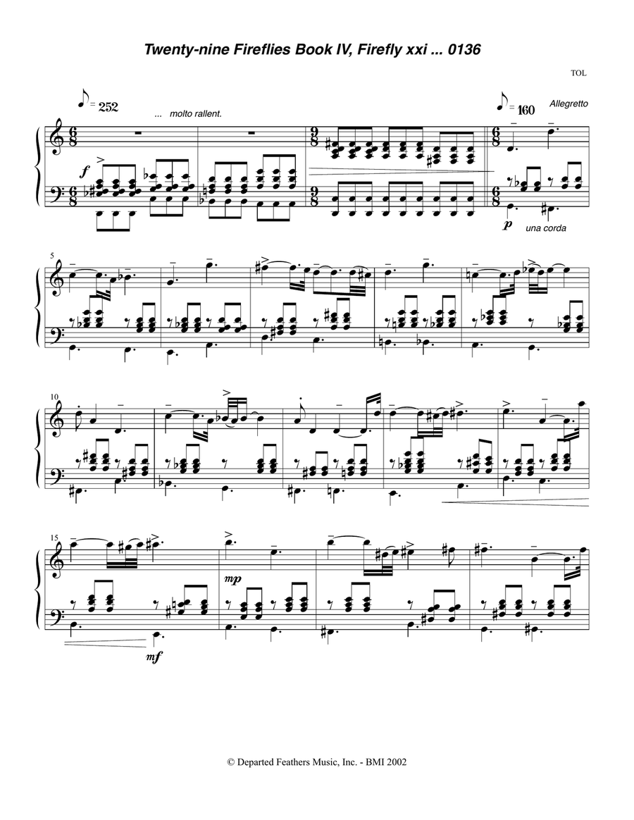 Twenty-nine Fireflies Book IV, Firefly xxi 0136 Piano Solo scores gallery preview page 1