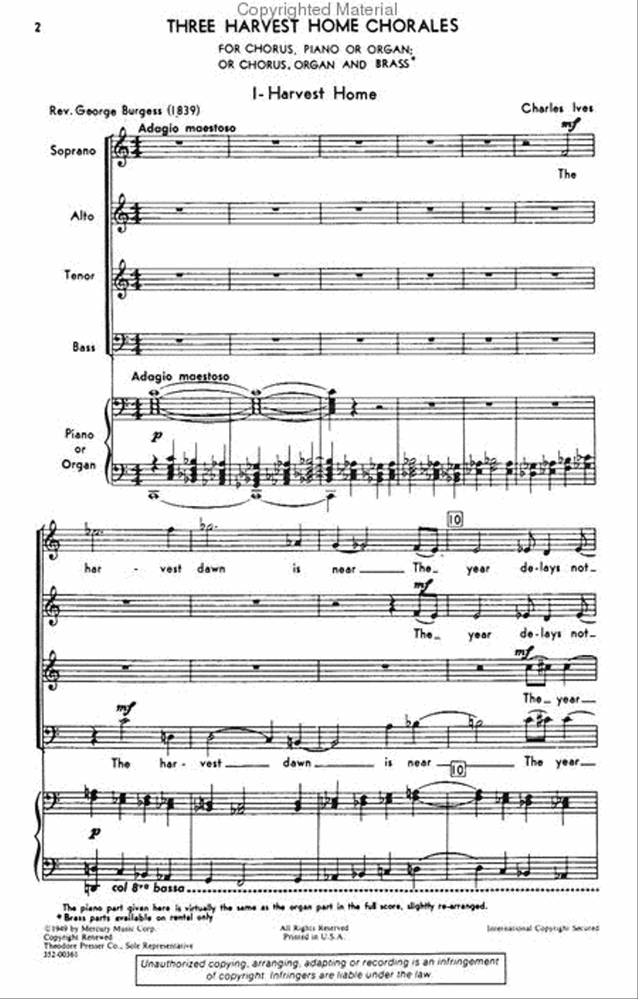 Three Harvest Home Chorales 4-Part scores gallery preview page 2