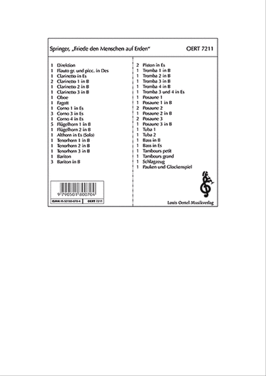 Friede den Menschen auf Erden Concert Band scores gallery preview page 1