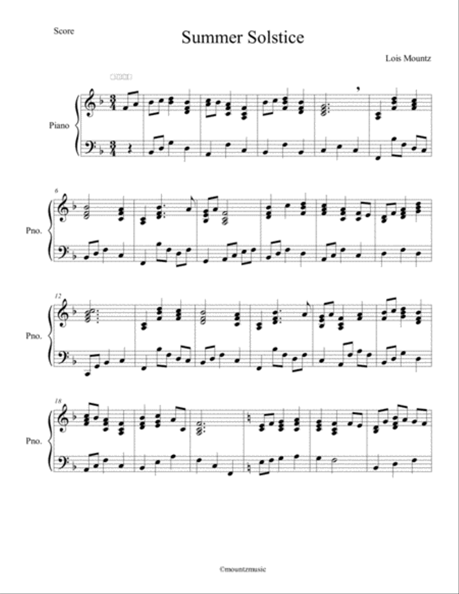 Summer Solstice Piano Solo scores gallery preview page 1
